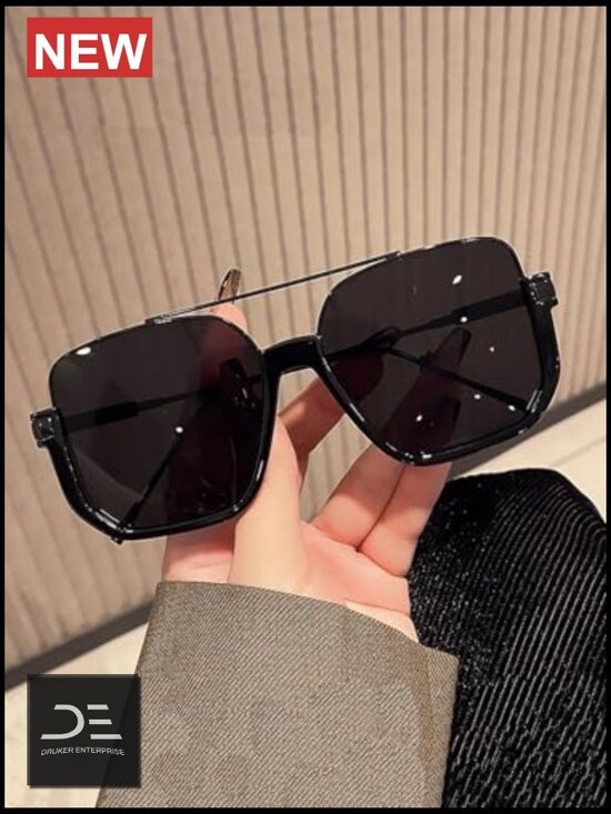 Retro Oversized Aviator Sunglasses Square Double Bridge Pilot Sun Glasses 70s main image 4